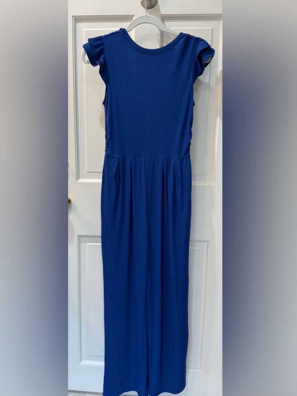 Flutter Sleeve Wide-Leg Jumpsuit in Cobalt Blue - Picture 3 of 6